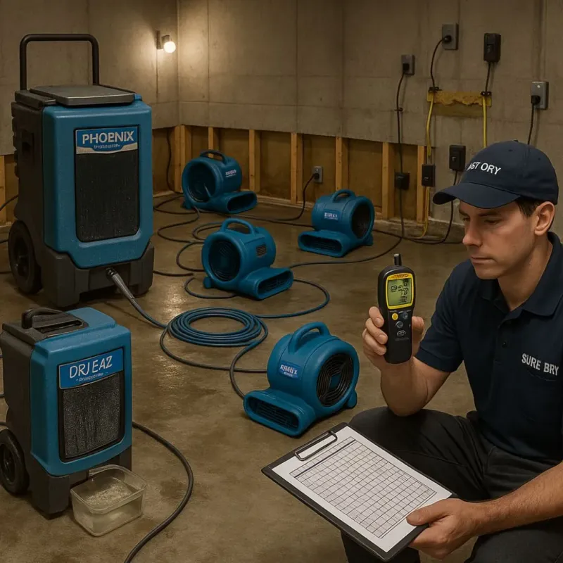 Structural Drying and Dehumidification process in Harper, KS